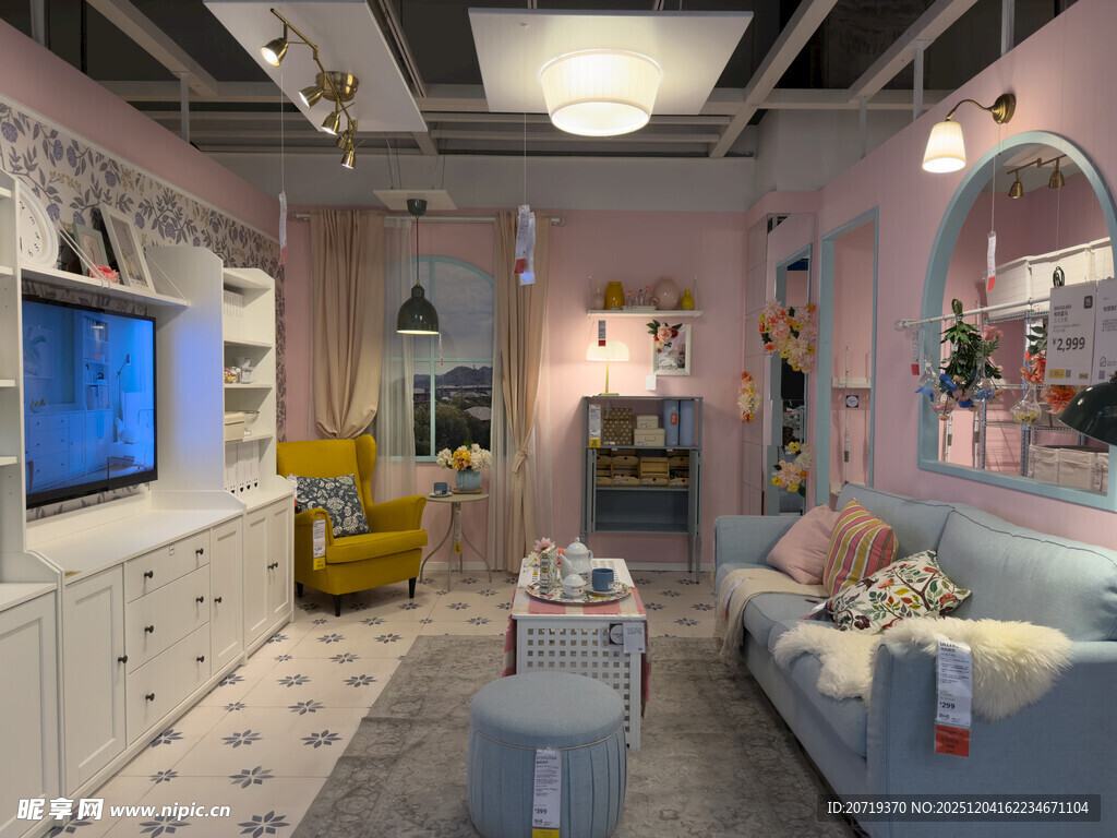 粉色温馨客厅室内场景