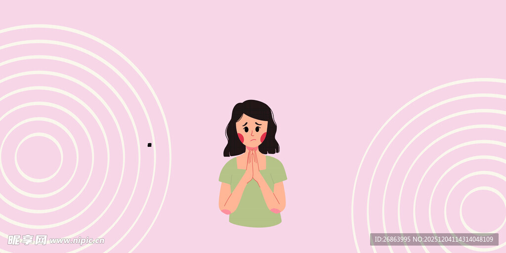 粉色背景前的可爱女孩