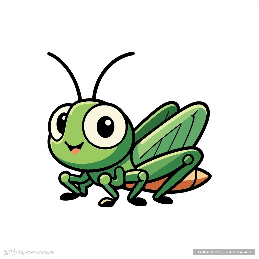 可爱卡通绿色蚱蜢形象