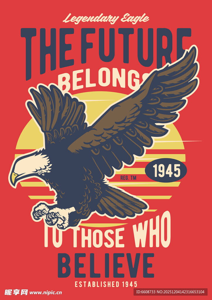 励志老鹰图案的红色背景图