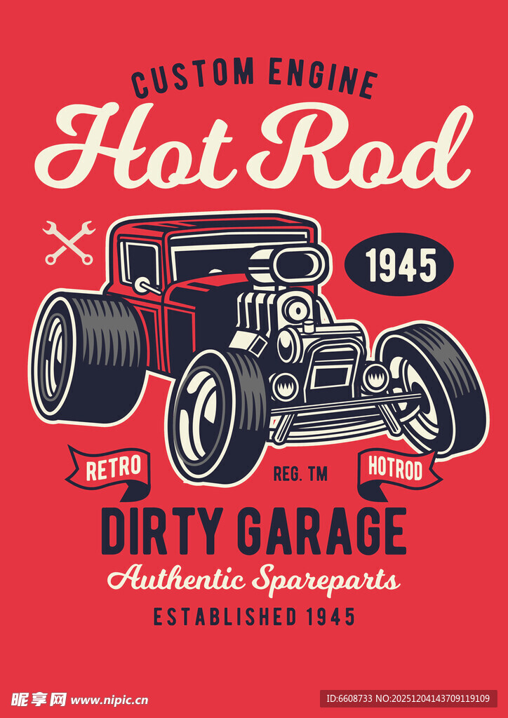 复古热棒汽车海报