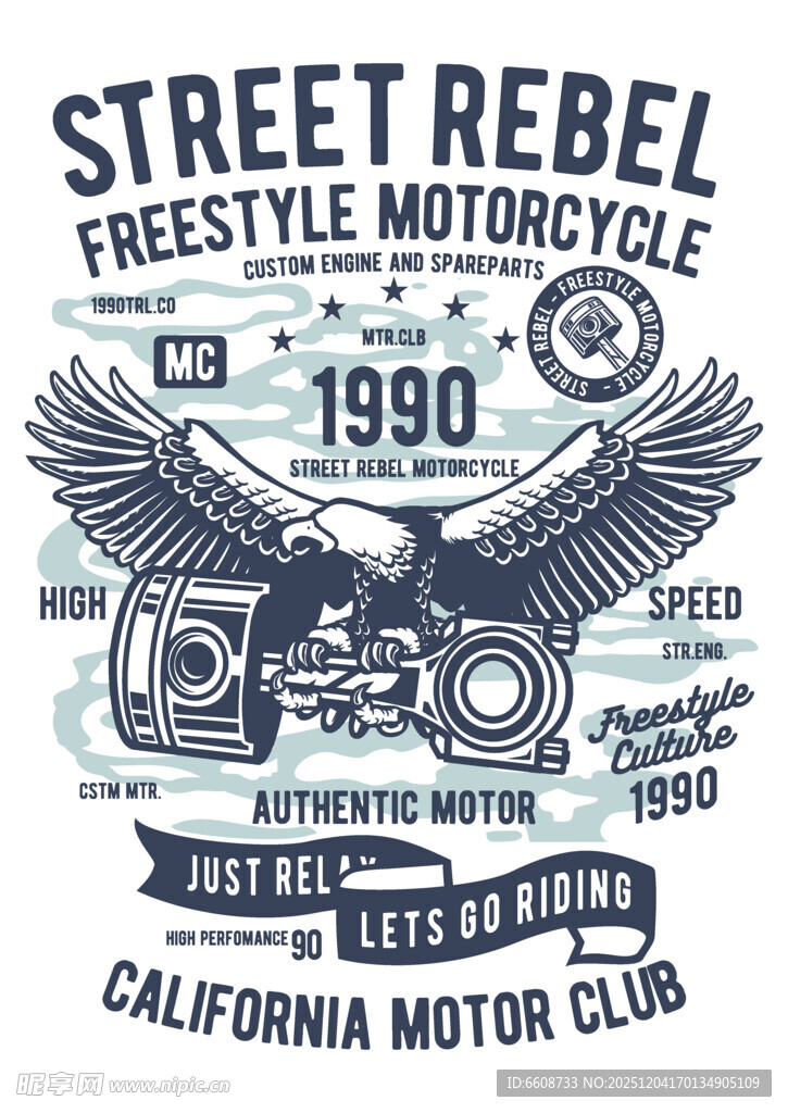 街头叛逆摩托车复古风图案