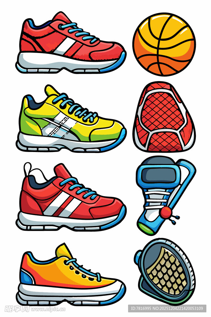 多彩运动装备插画
