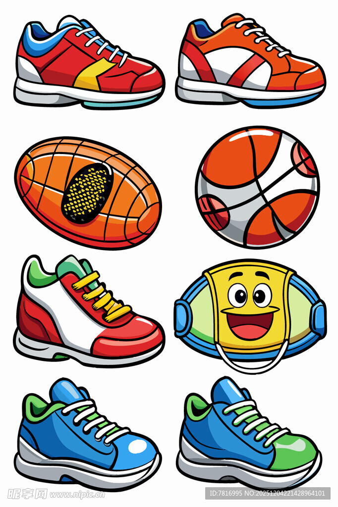多彩儿童运动鞋与球合集