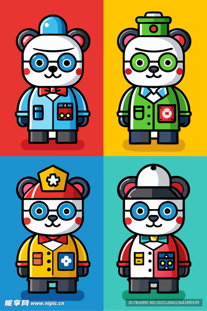 熊猫角色卡通形象集合