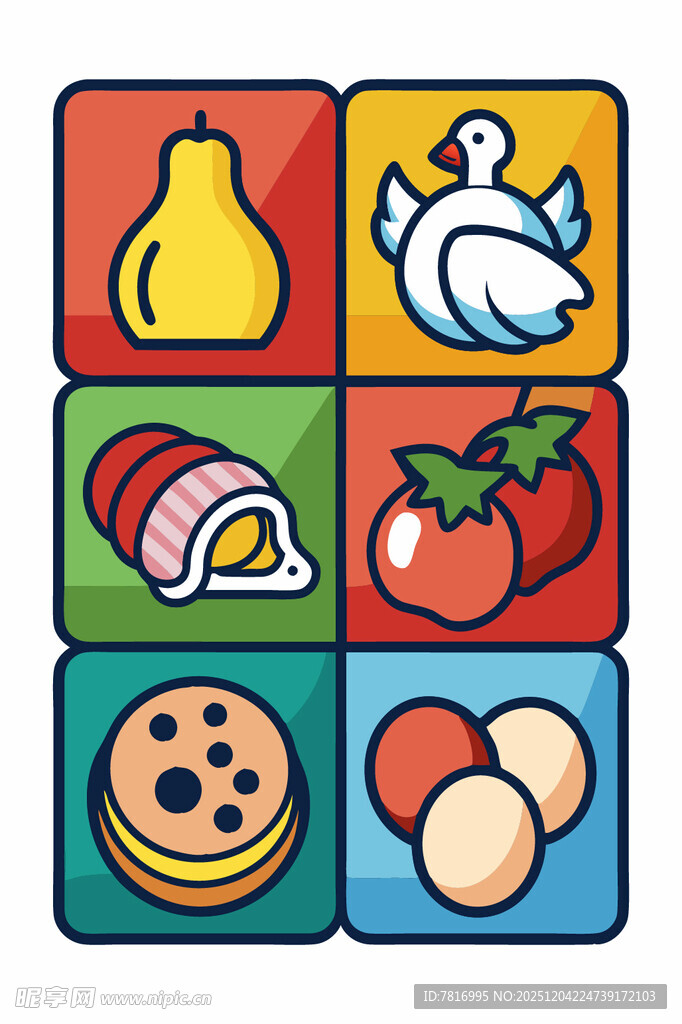 多彩食物图标集合