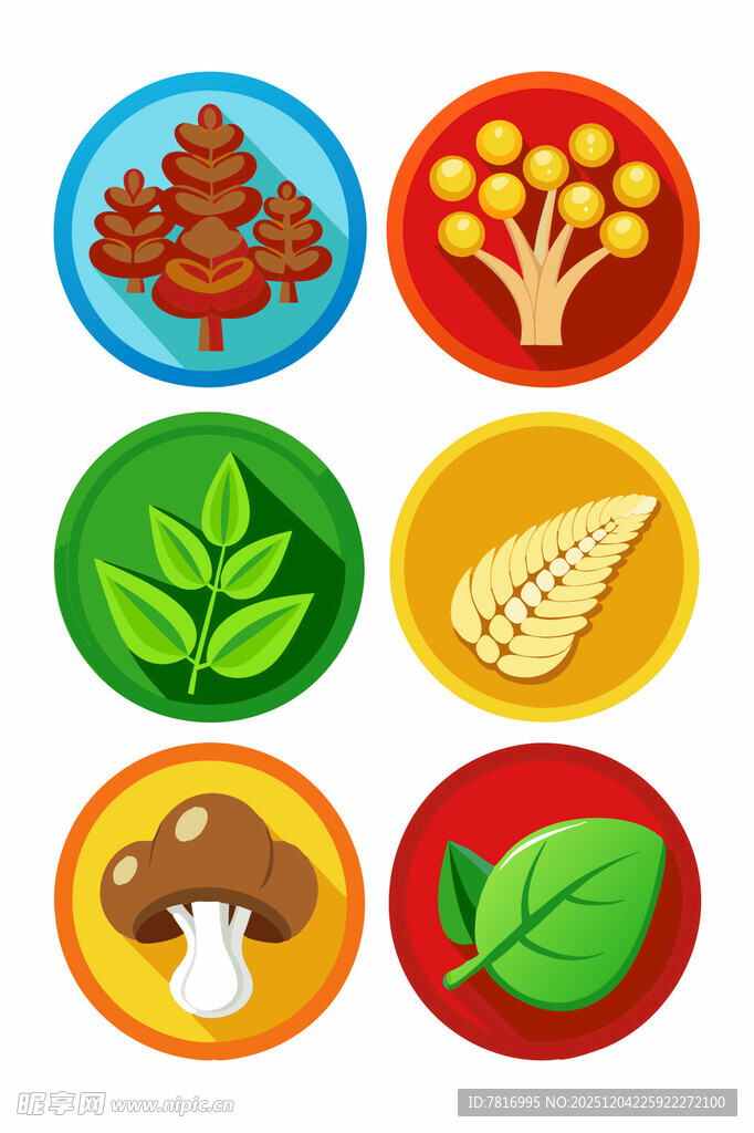 多彩有机食材图标集合