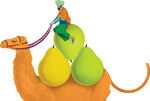 骆驼驮着梨的趣味插画