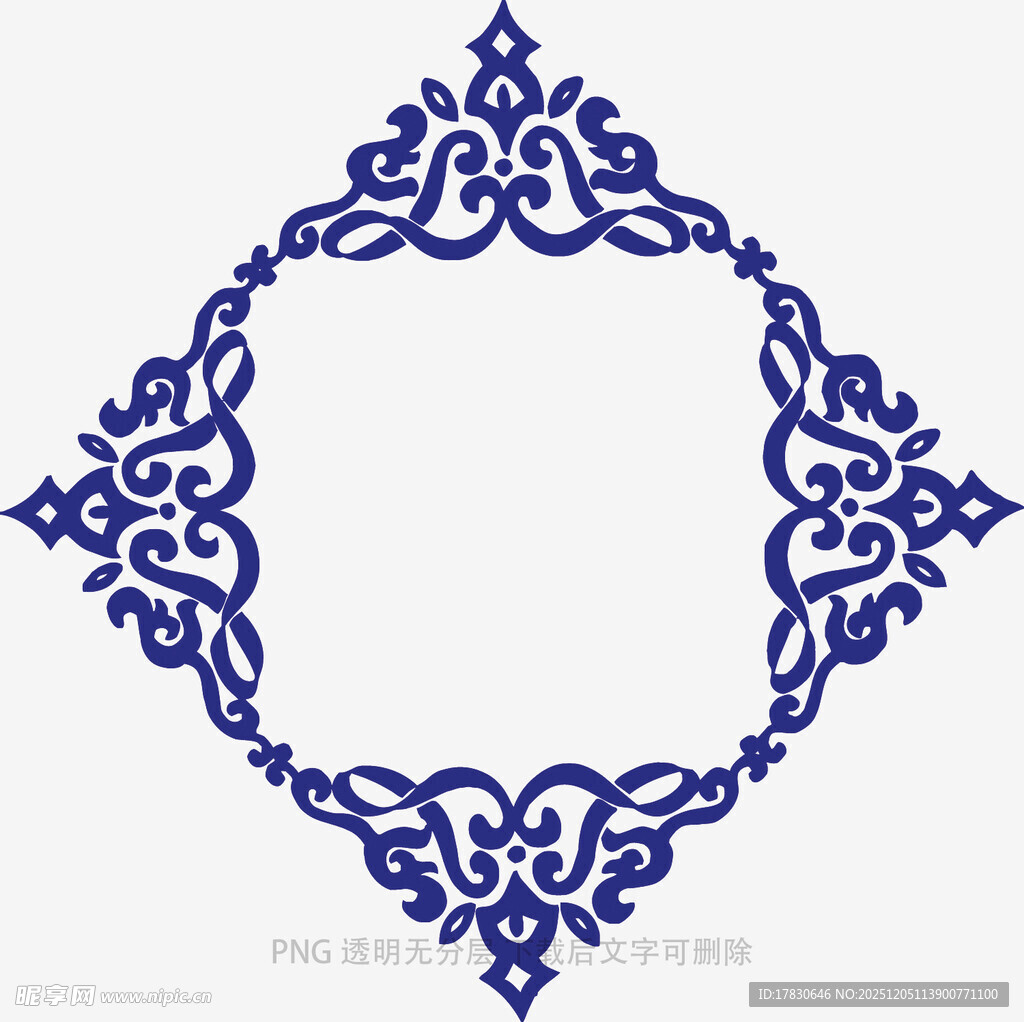 中式蓝花纹边框图案