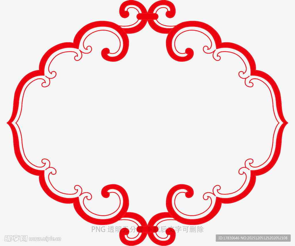 红色中式花纹边框图案