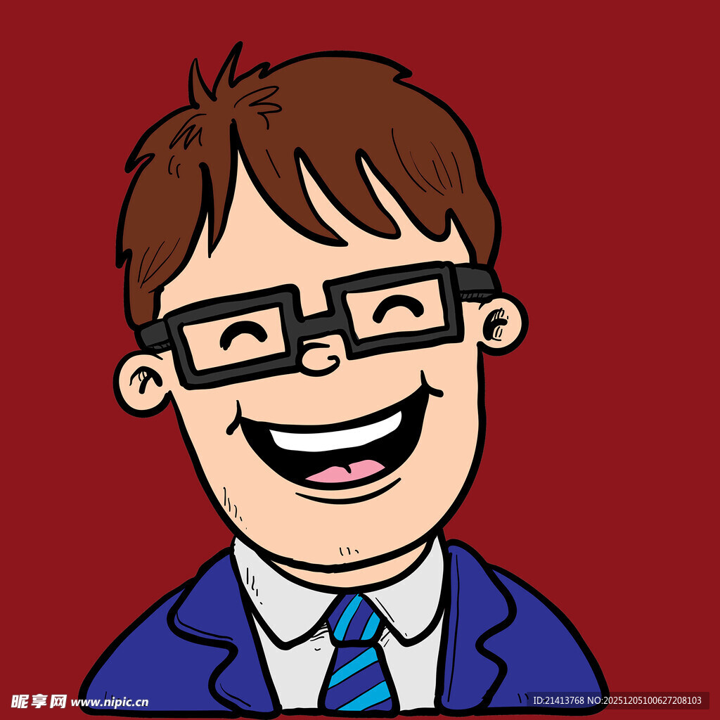 微笑的西装眼镜卡通男子