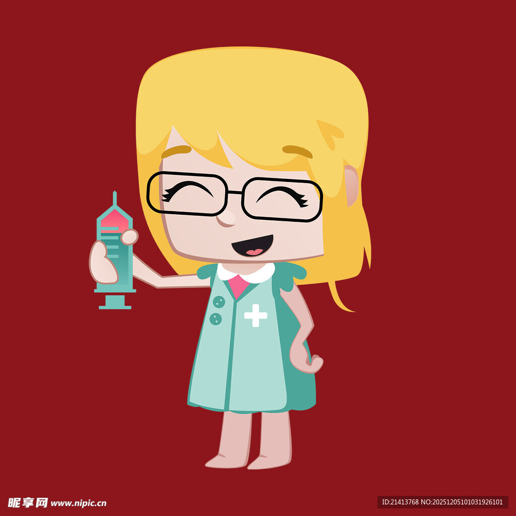 可爱女医生手持针筒