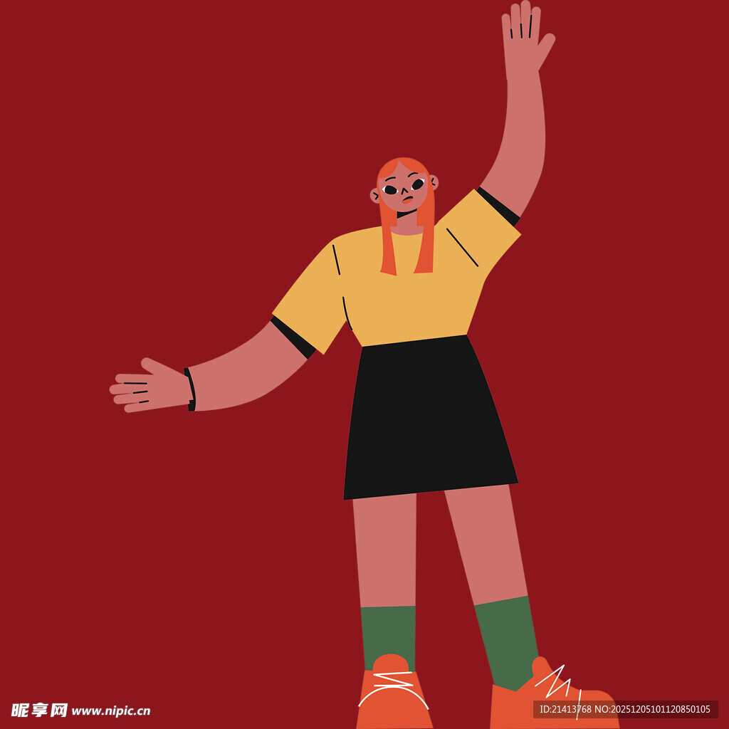 活力女孩热情挥手