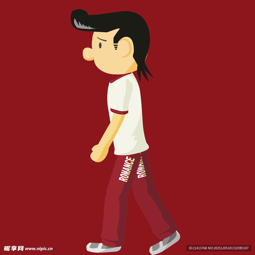 行走的卡通男孩