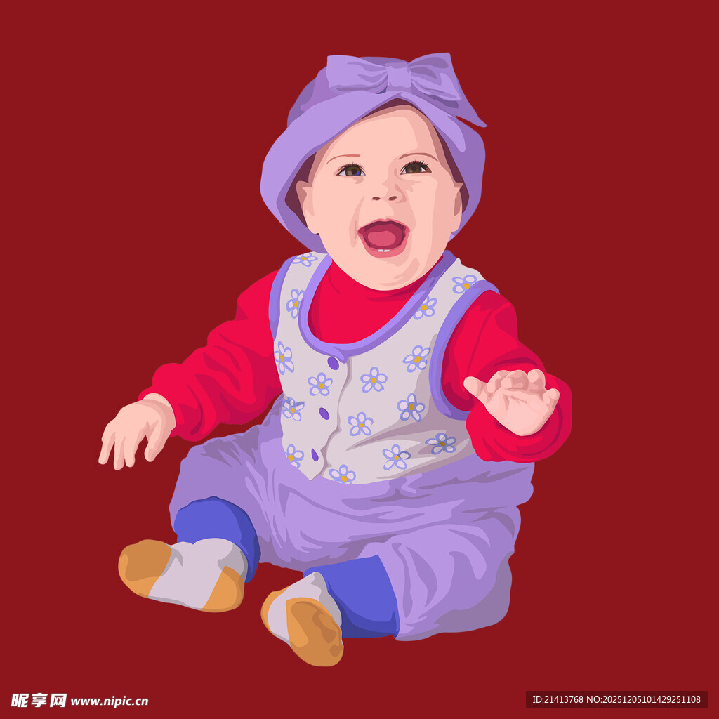 可爱宝宝坐地开心大笑