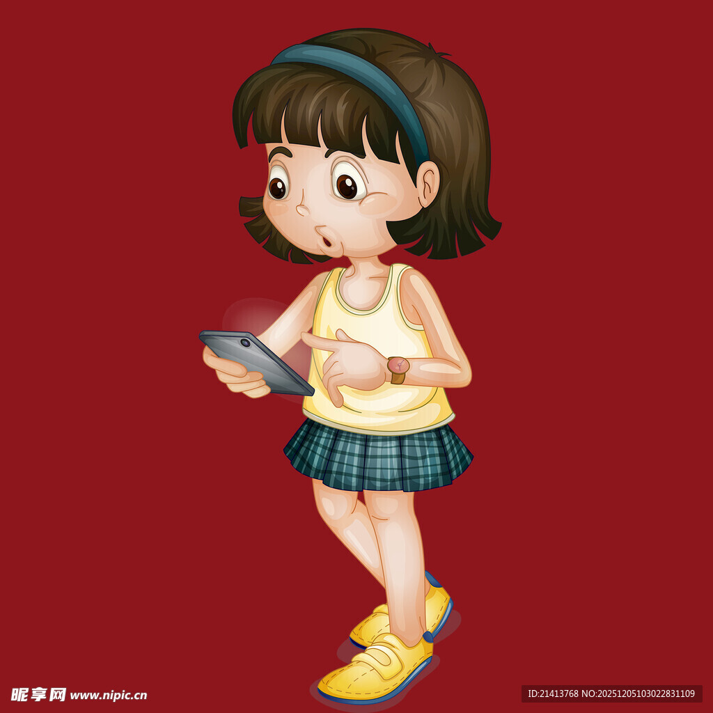 手持平板的可爱女孩