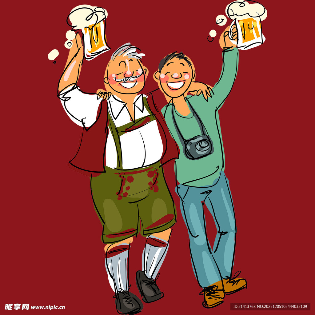 欢乐举杯的巴伐利亚男子