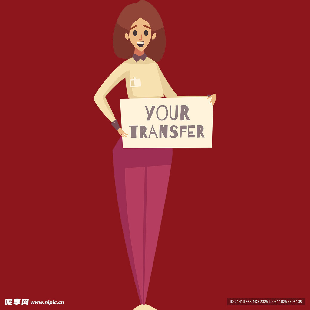 手持标牌的卡通女性形象