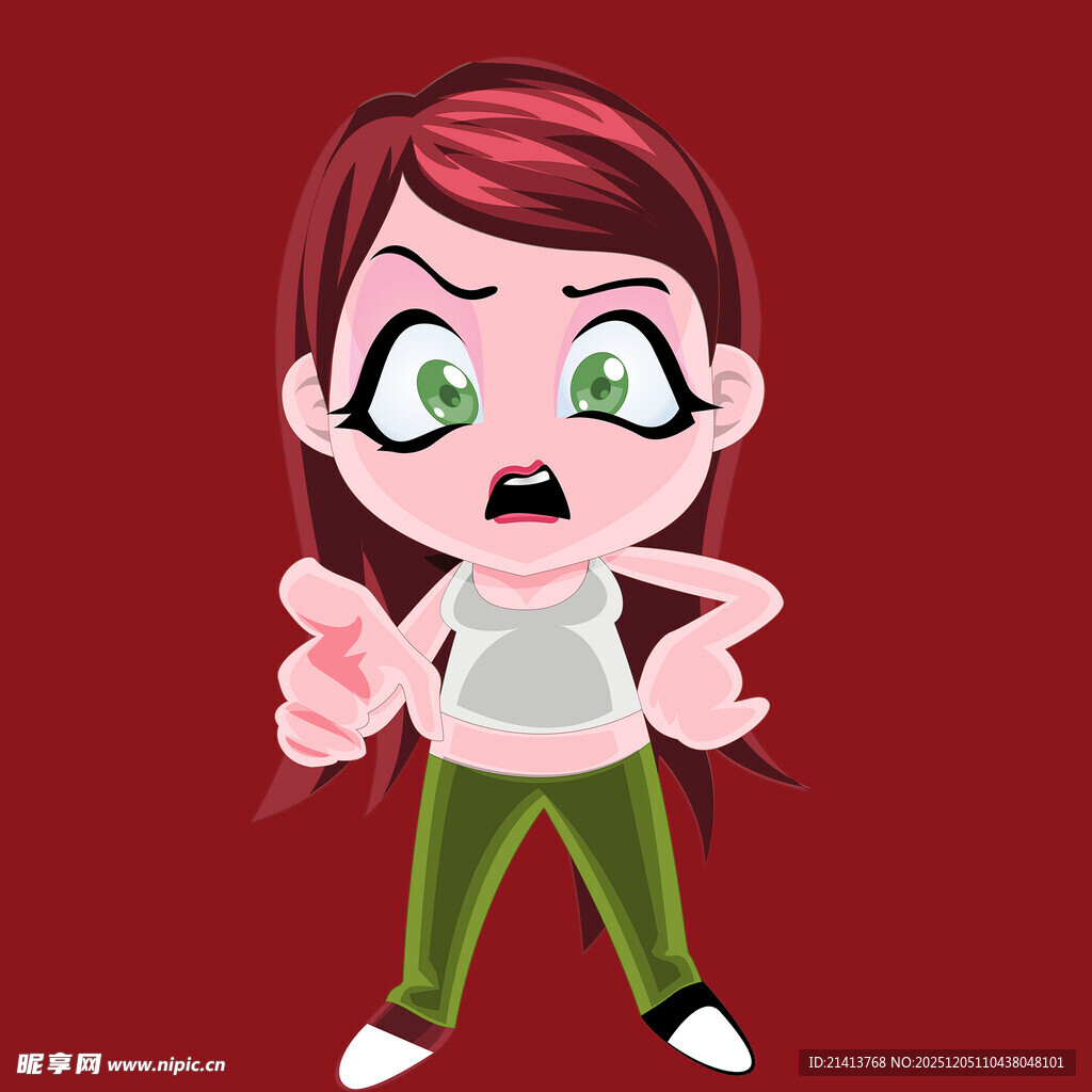 愤怒女孩双手叉腰表不满