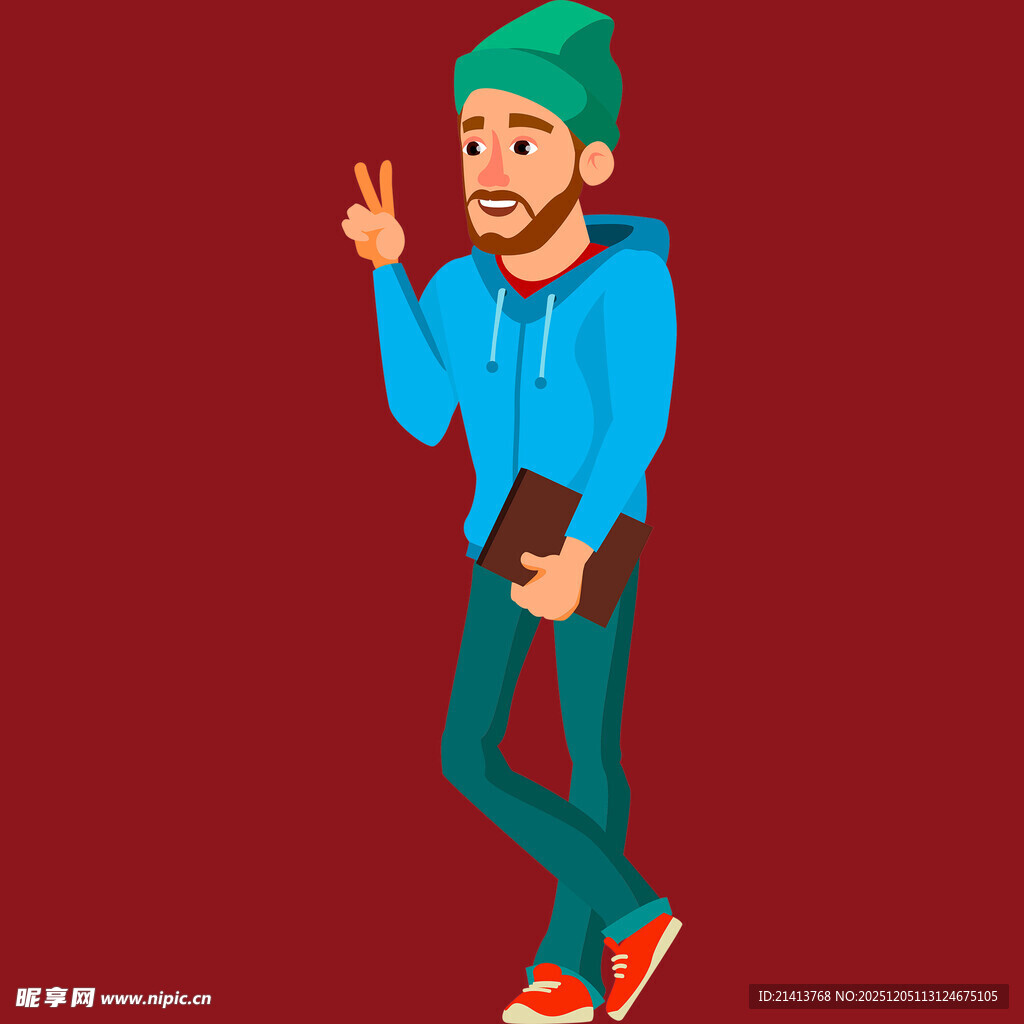 戴帽男子俏皮比耶