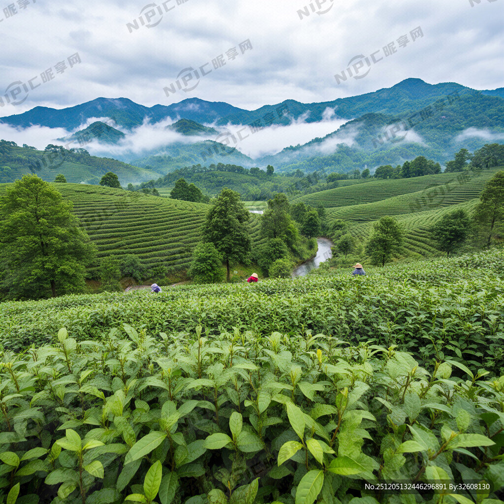主题茶养人上背景茶园
