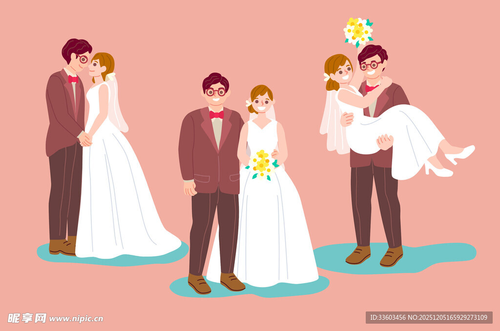 浪漫婚礼场景插画