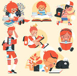 儿童多样阅读场景插画