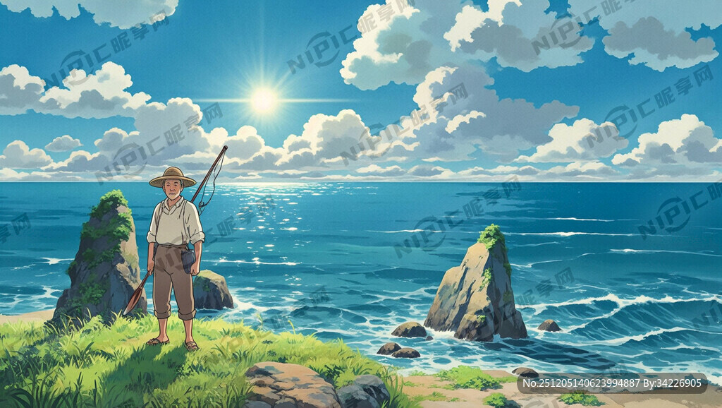 1982年海边0多岁的男性渔民