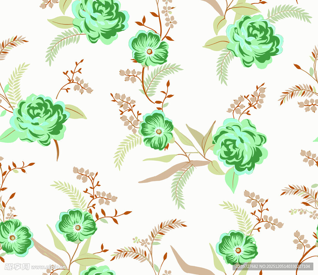 绿色花卉图案背景纹理