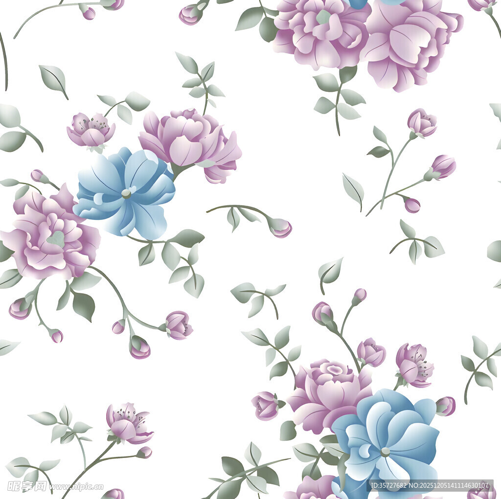 花卉图案清新淡雅风