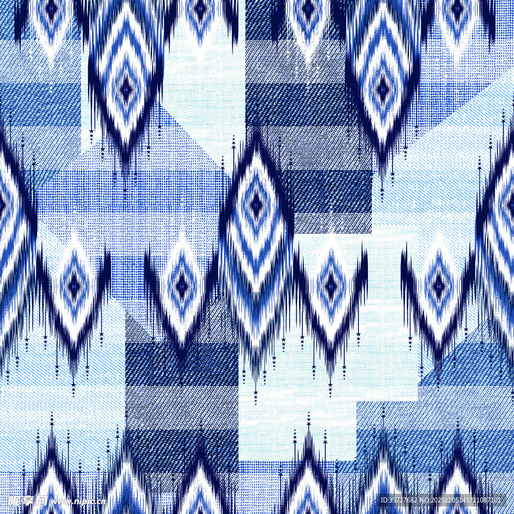 蓝白几何图案民族风纹理