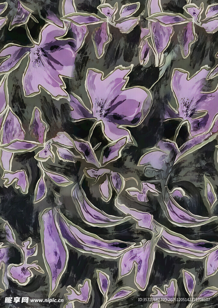 紫色梦幻花卉纹理图案