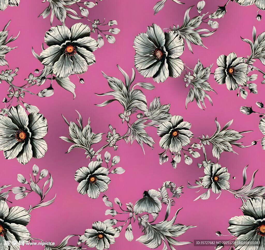 粉色背景花卉图案纹理