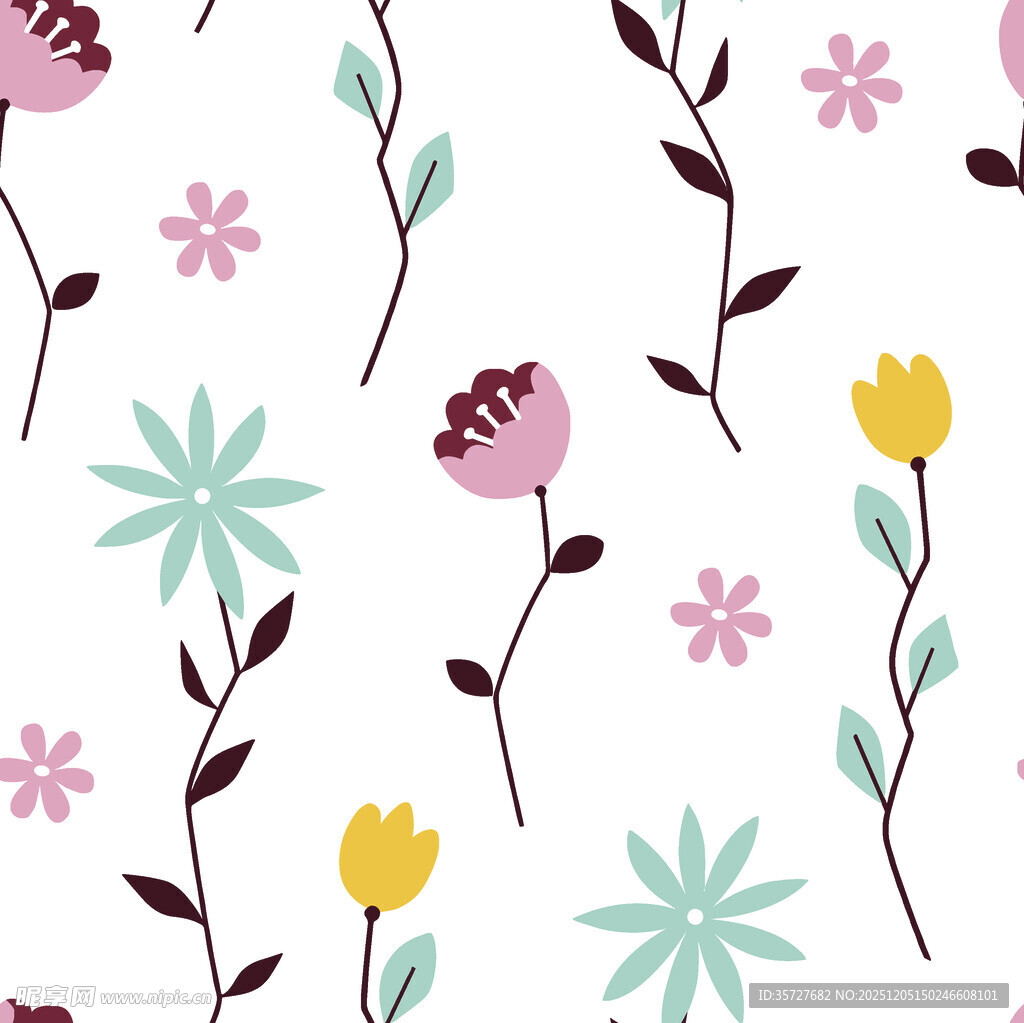花卉图案背景清新可爱风