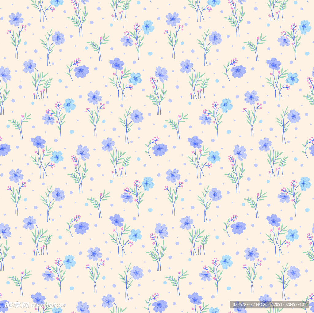 淡蓝小花简约花卉背景图