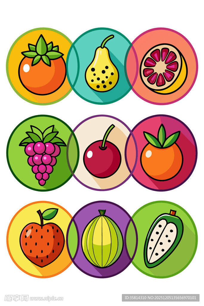 多彩水果图标集合