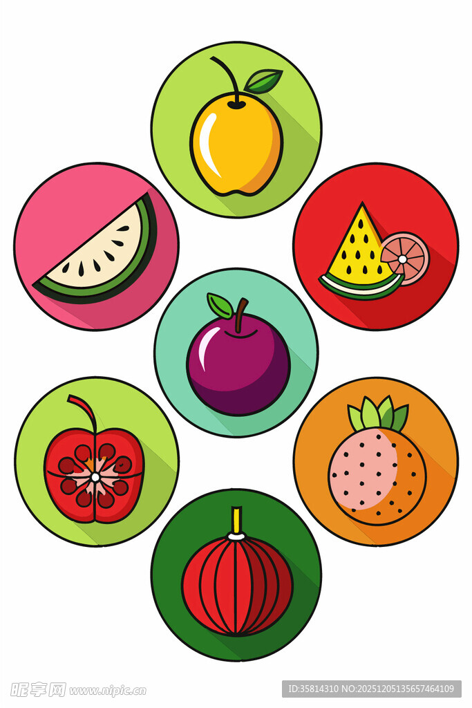 多彩卡通水果集合