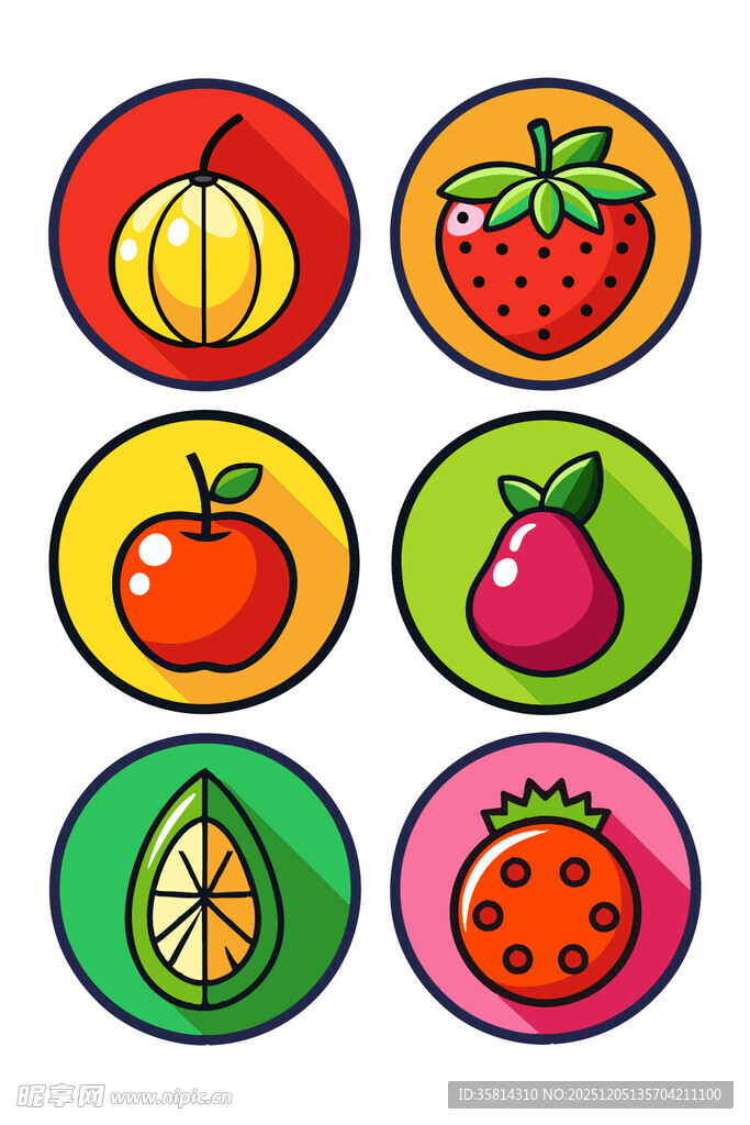 多彩水果图标集合