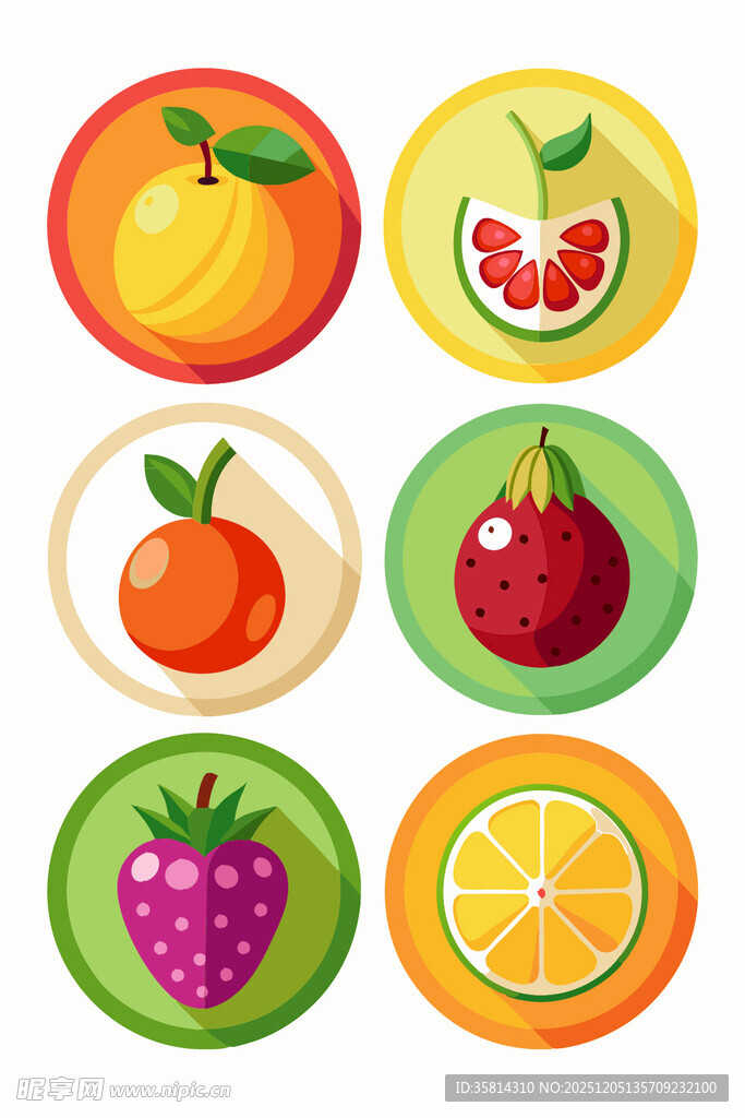 多彩水果图标集合