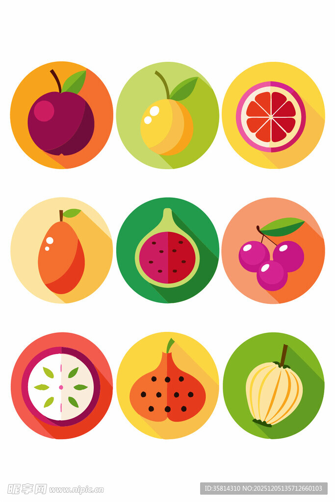多彩水果图标集合
