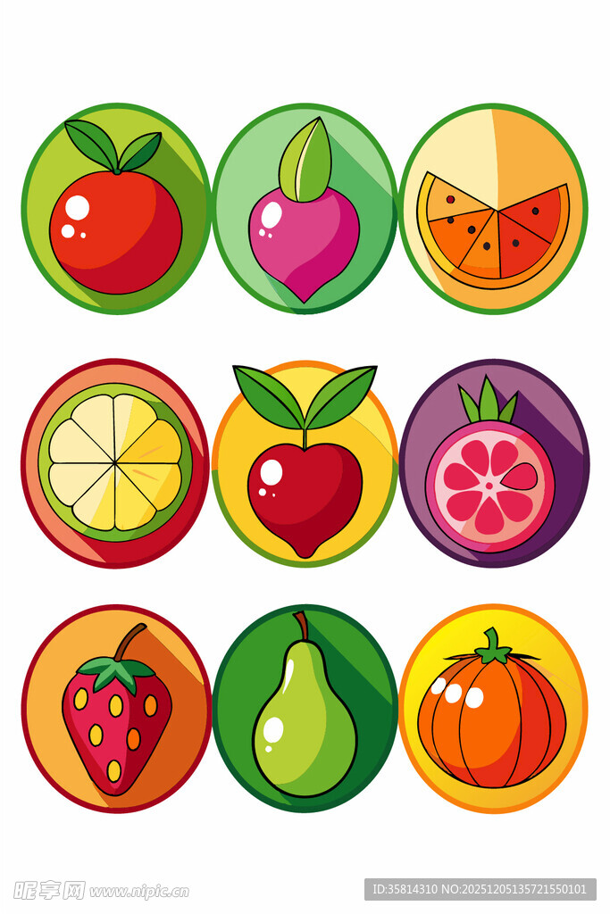 多彩水果图标集合