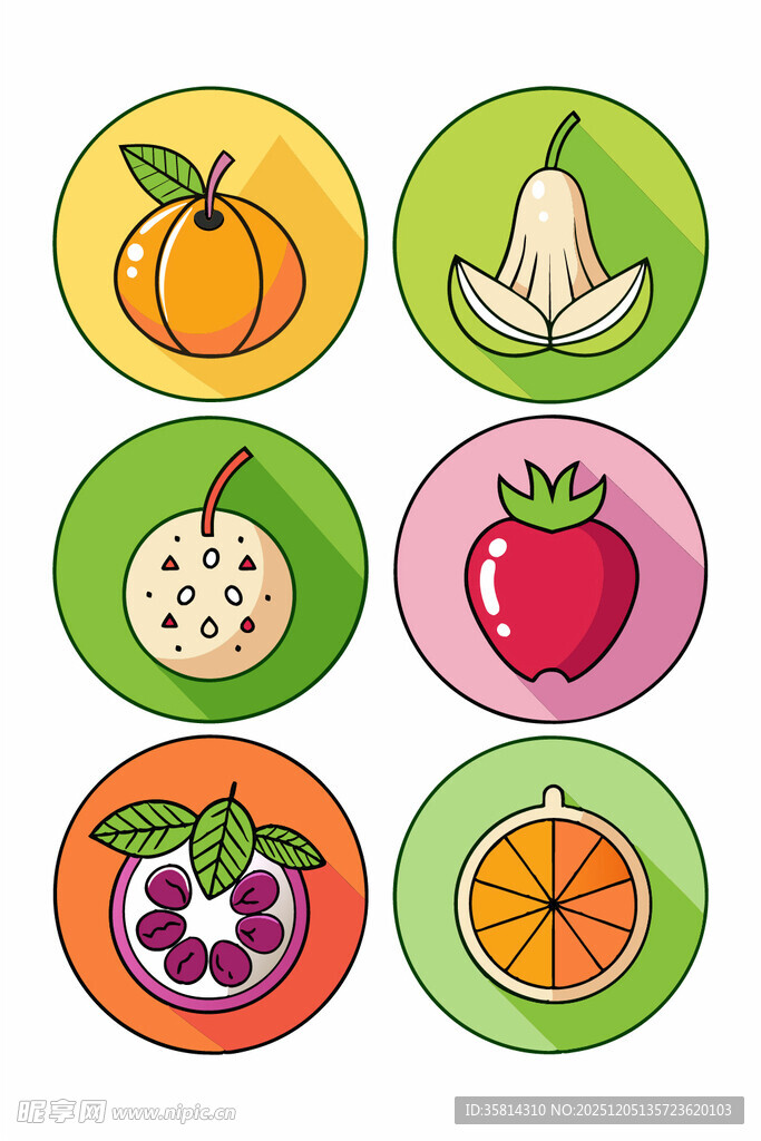 多彩水果图标集合