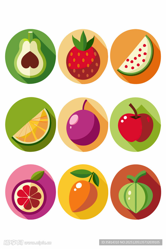 多彩水果图标集合