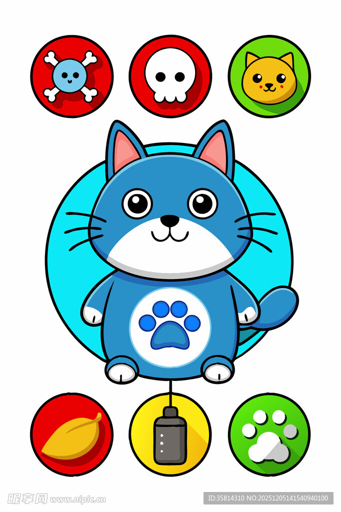 可爱蓝猫与多彩宠物图标