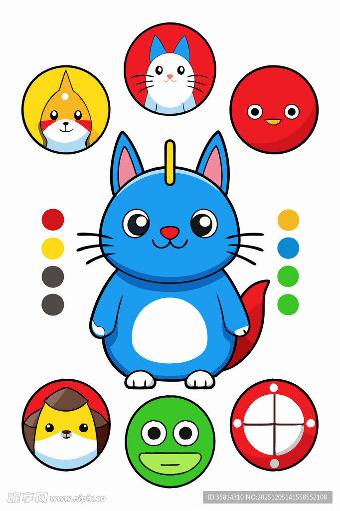 可爱卡通角色及表情元素