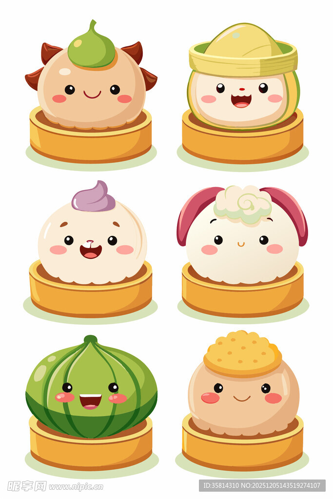 可爱卡通中式点心形象