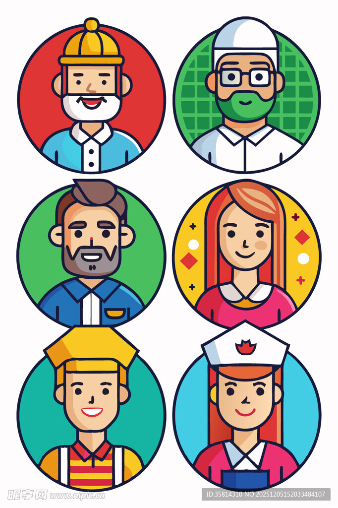 多样职业人物头像集合