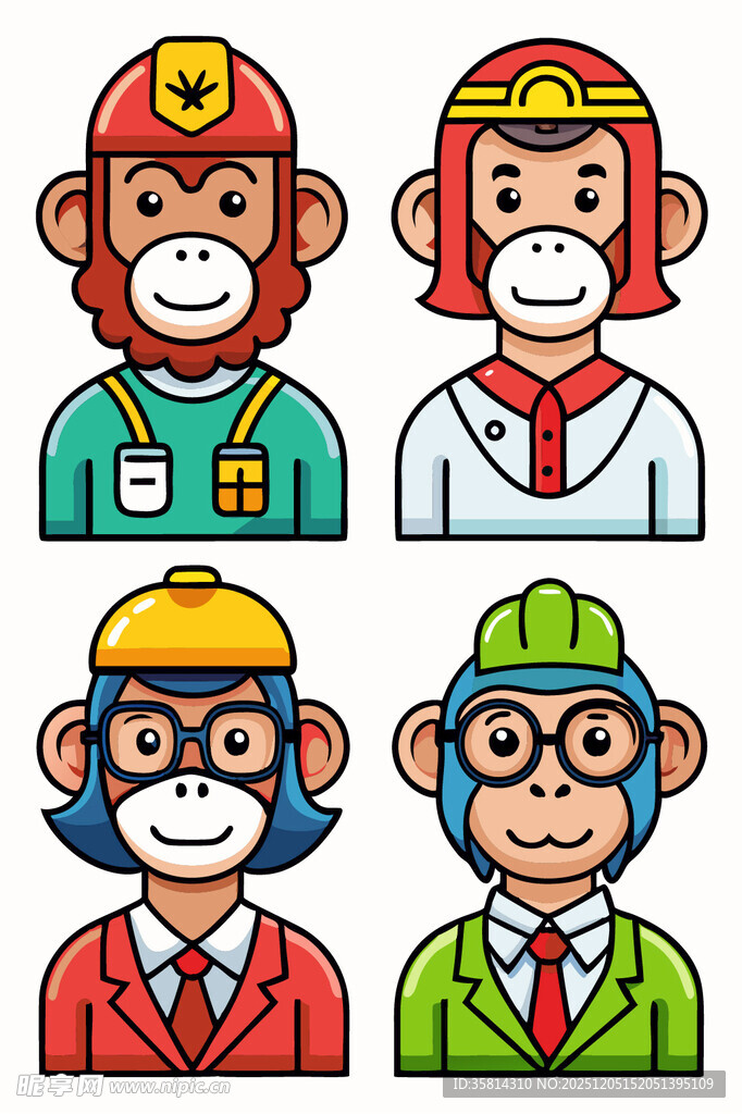 卡通猴子职业形象集合