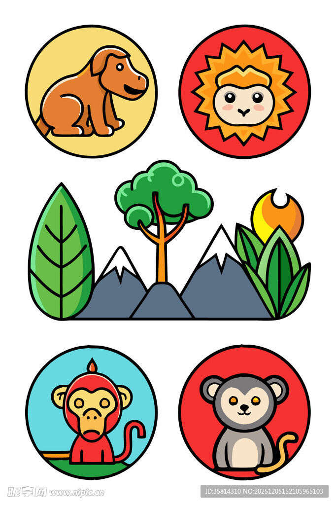 动物与自然元素图标集