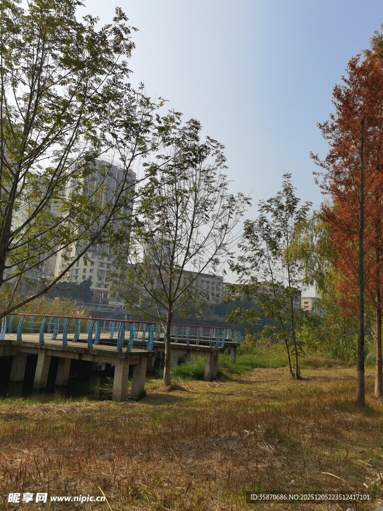 秋日郊野中的现代建筑景观